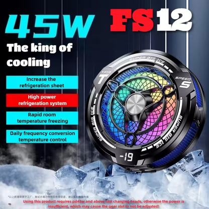 FS12 Tablet Magnetic Cooling Radiator W/ Digital Display 45W High-power AI Ice Cooler for iPad Android Universal Cool Heat Sink